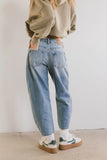Bentlee Cropped Barrel Jeans in Medium Wash FINAL SALE