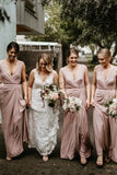 Chic V Neck Sleeveless Long Bridesmaid Dresses Simple Floor Length Bridesmaid Dress