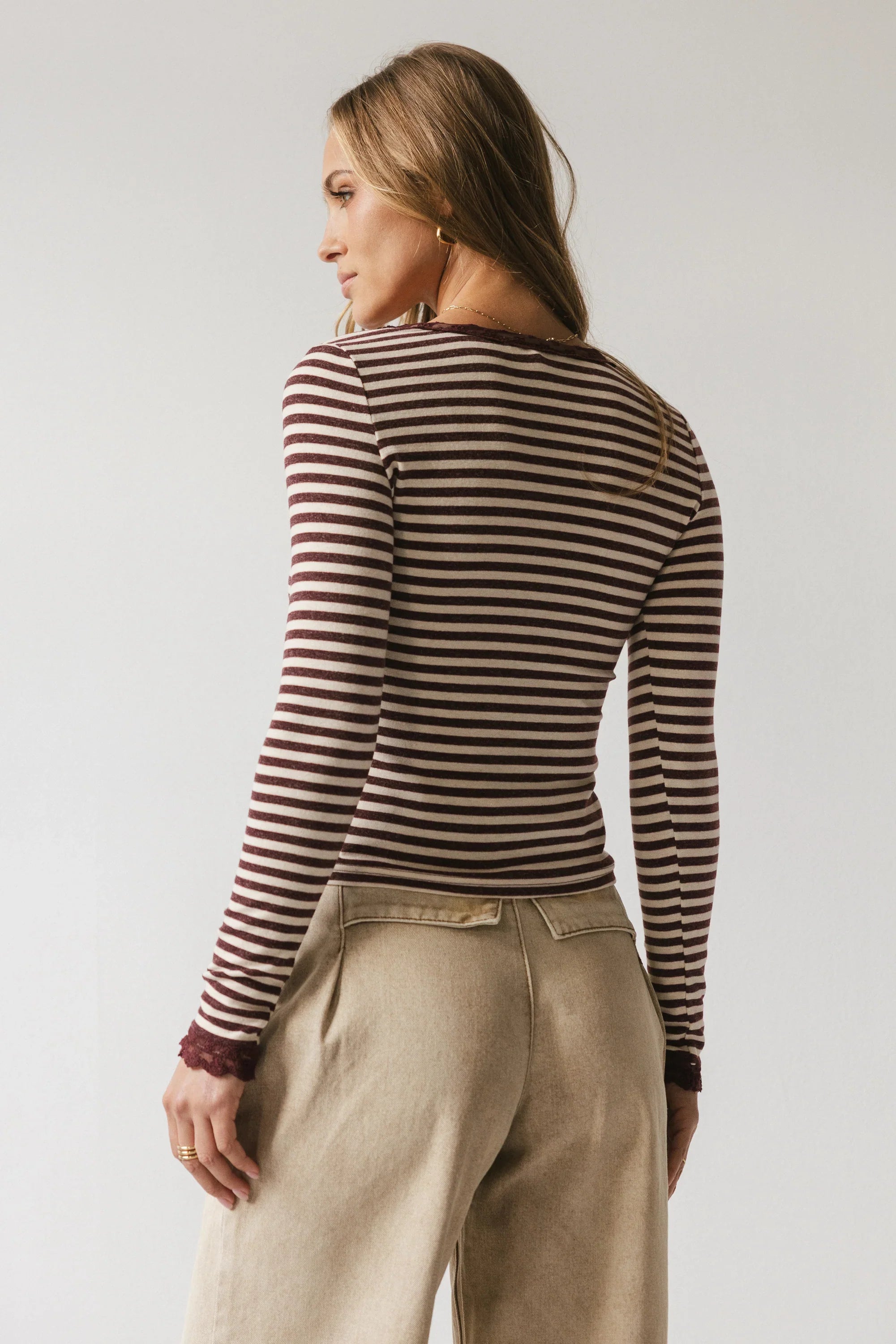 Kiya Striped Top in Burgundy FINAL SALE