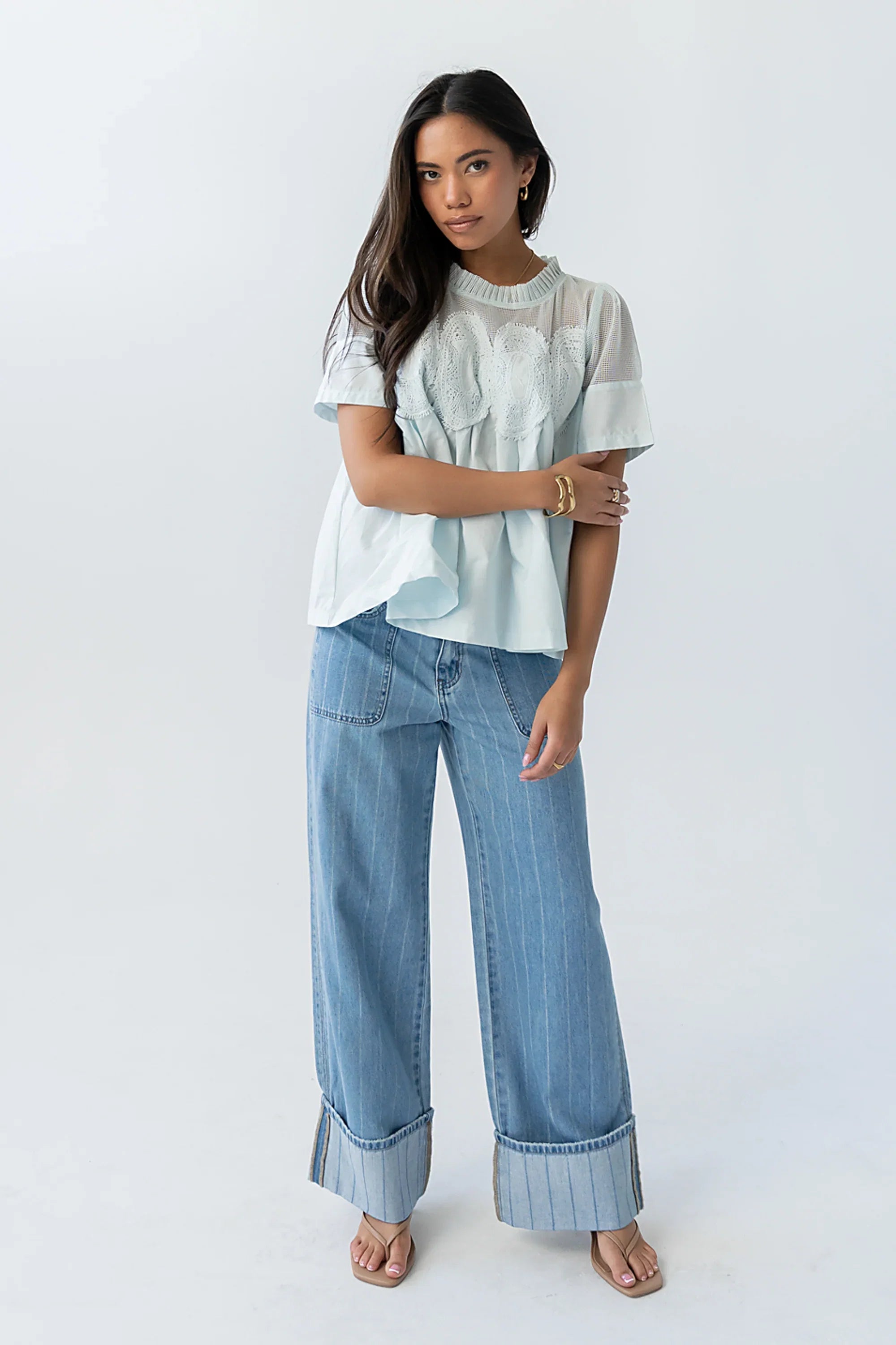 Estelle Mesh Top in Light Blue