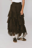 Emerson Ruffled Maxi Skirt in Brown FINAL SALE