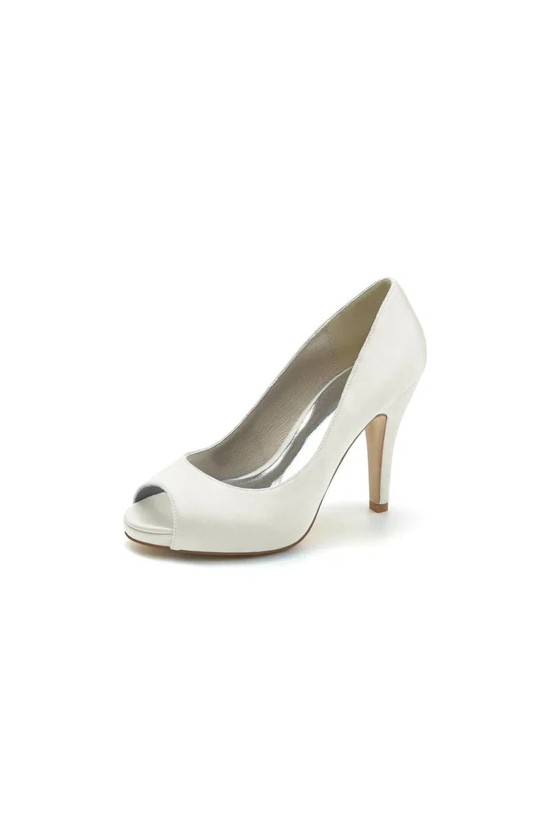 Peep Toe Slip on Satin Stiletto Heels