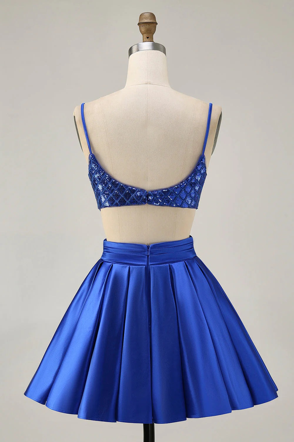Sparkly Royal Blue A Line Cut Out Sequins Short Homecoming Dress