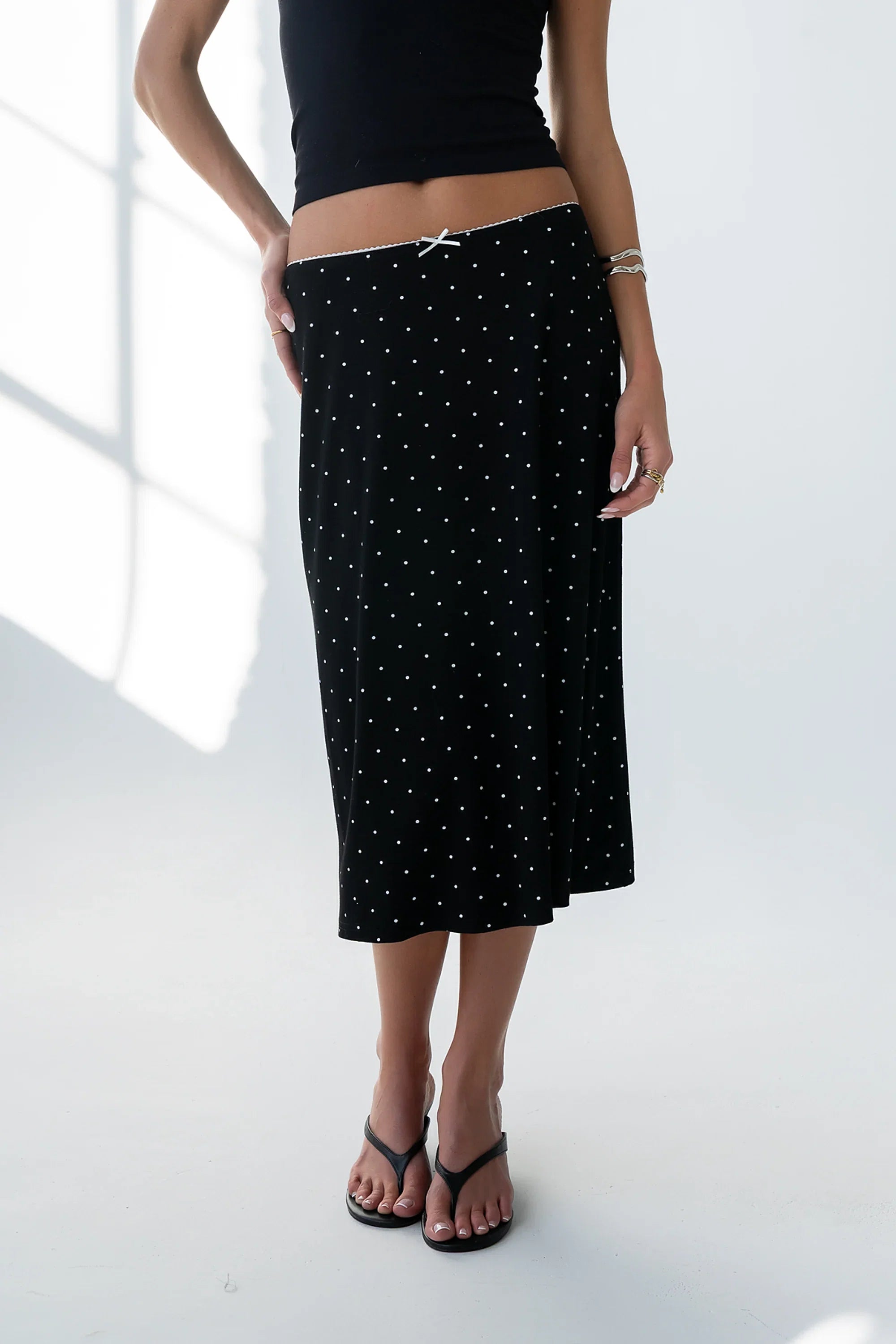 Jordyn Polka Dot Skirt in Black
