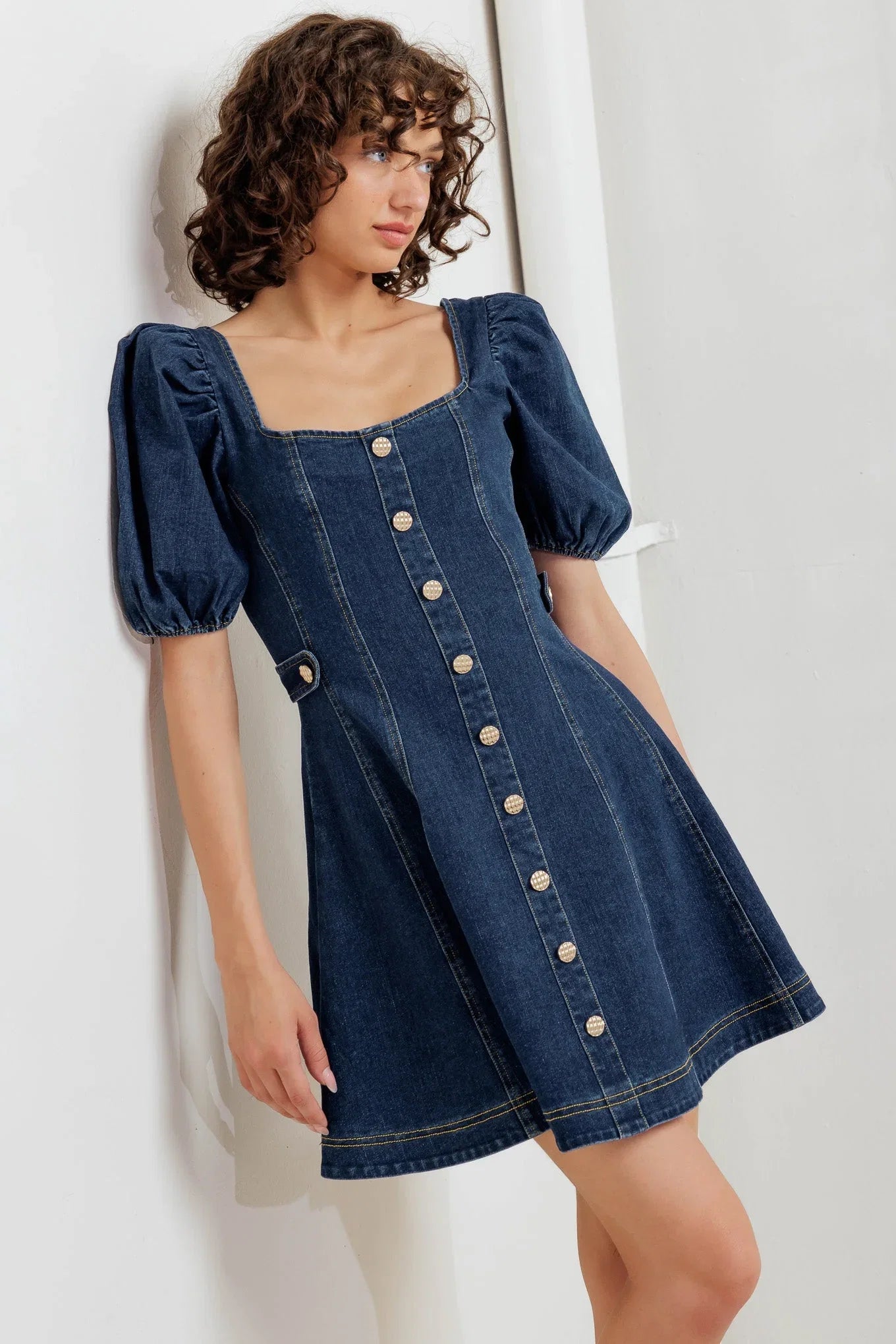 PUFF PLAY DENIM MINI DRESS FINAL SALE