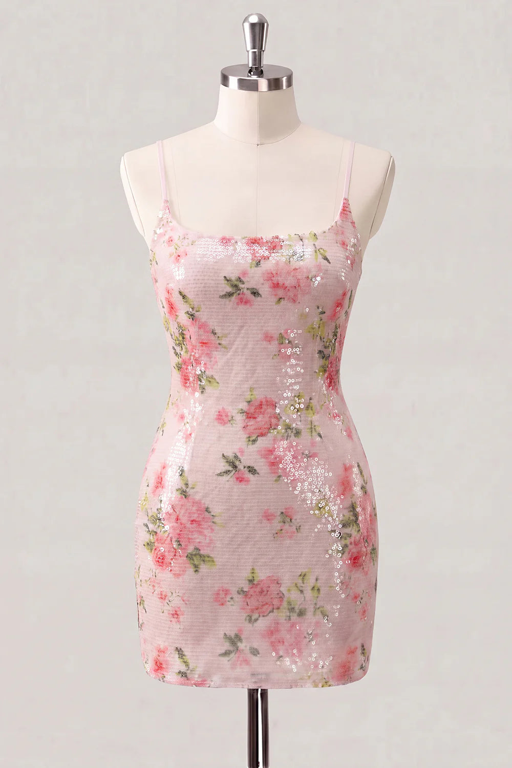 Sparkly White Floral Bodycon Short Homecoming Dress with Lace up Back