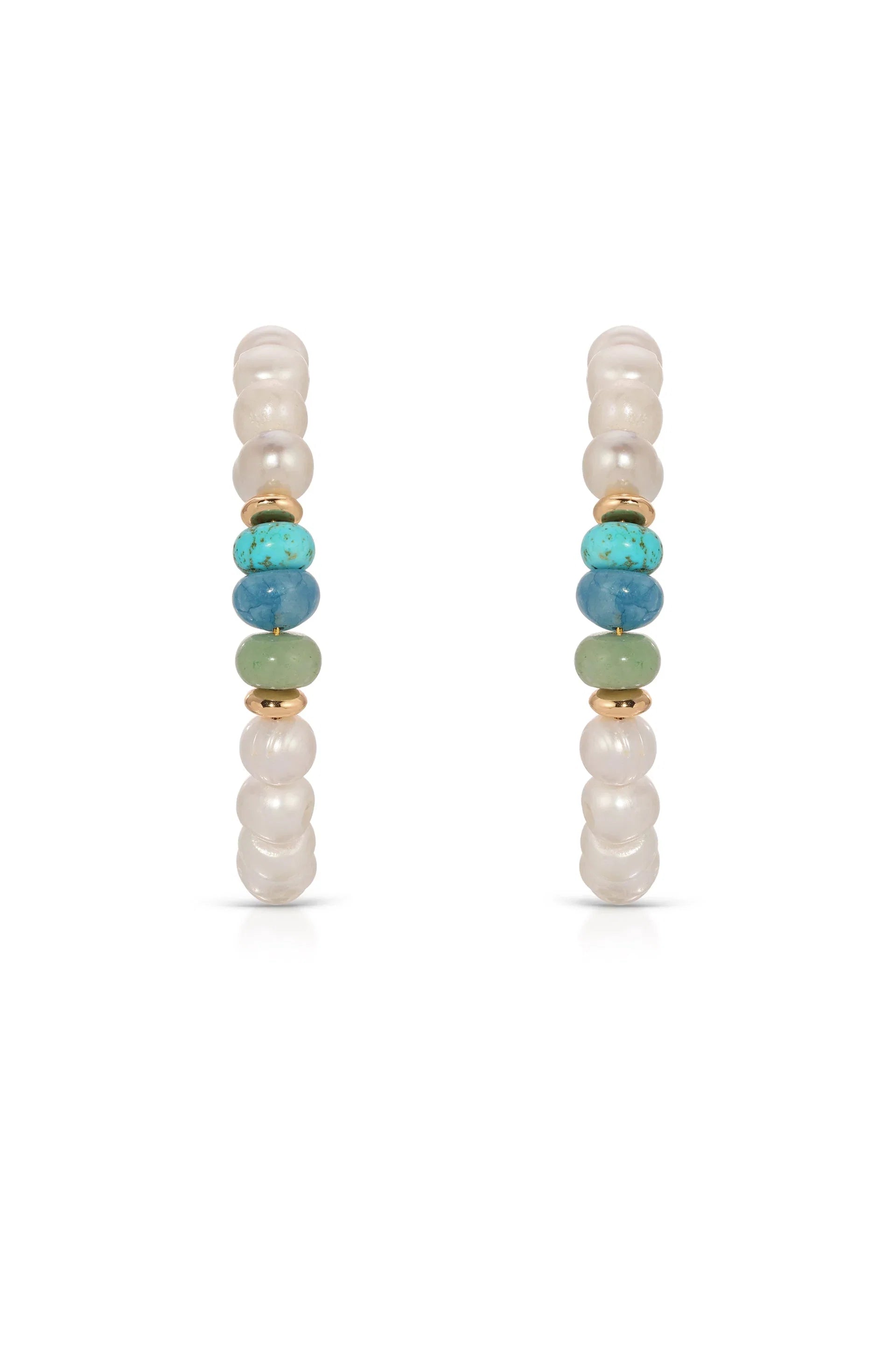 Beach Day Pearl and Gemstone Hoop Earrings