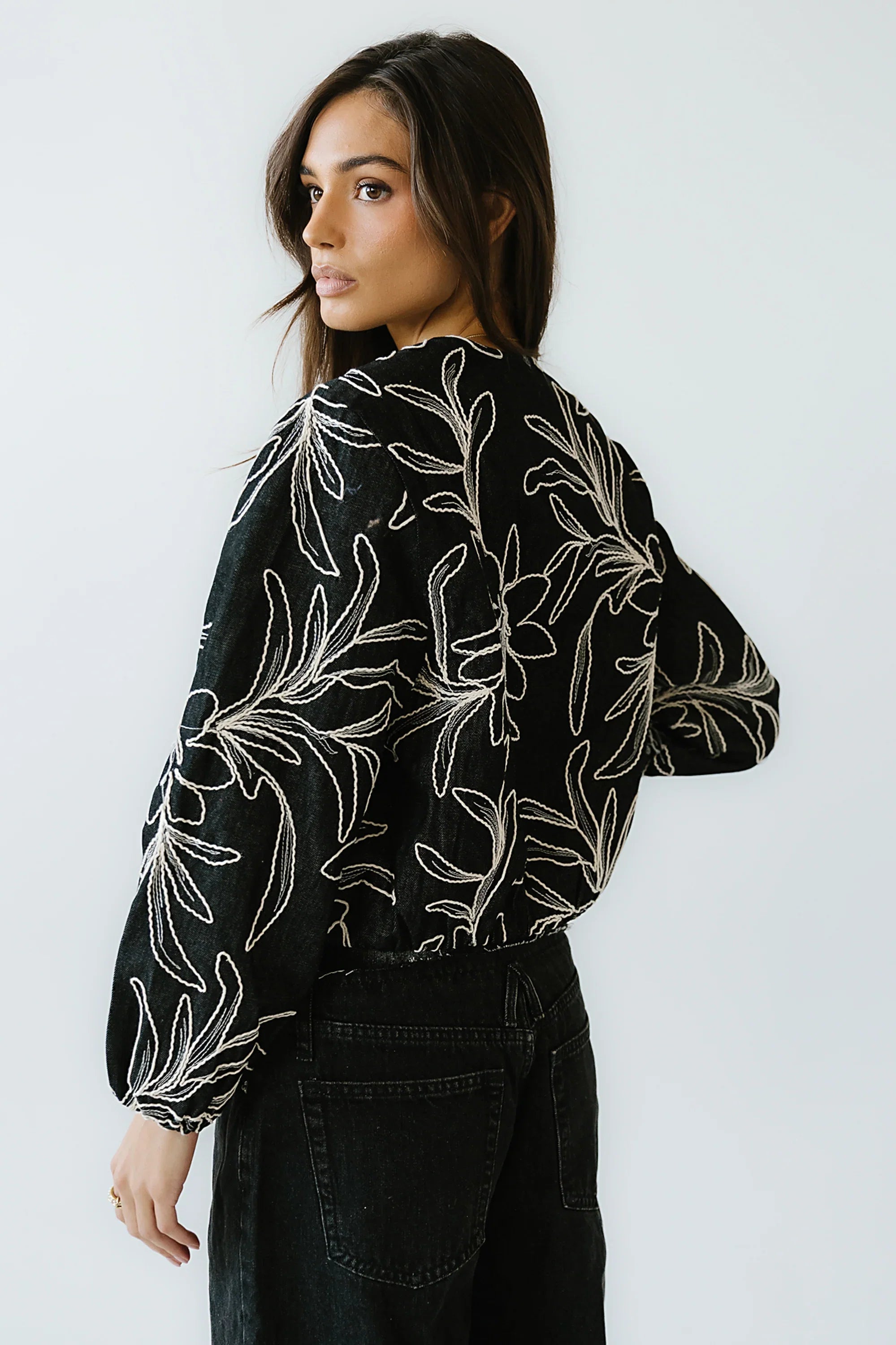 Sidney Embroidered Jacket in Faded Black