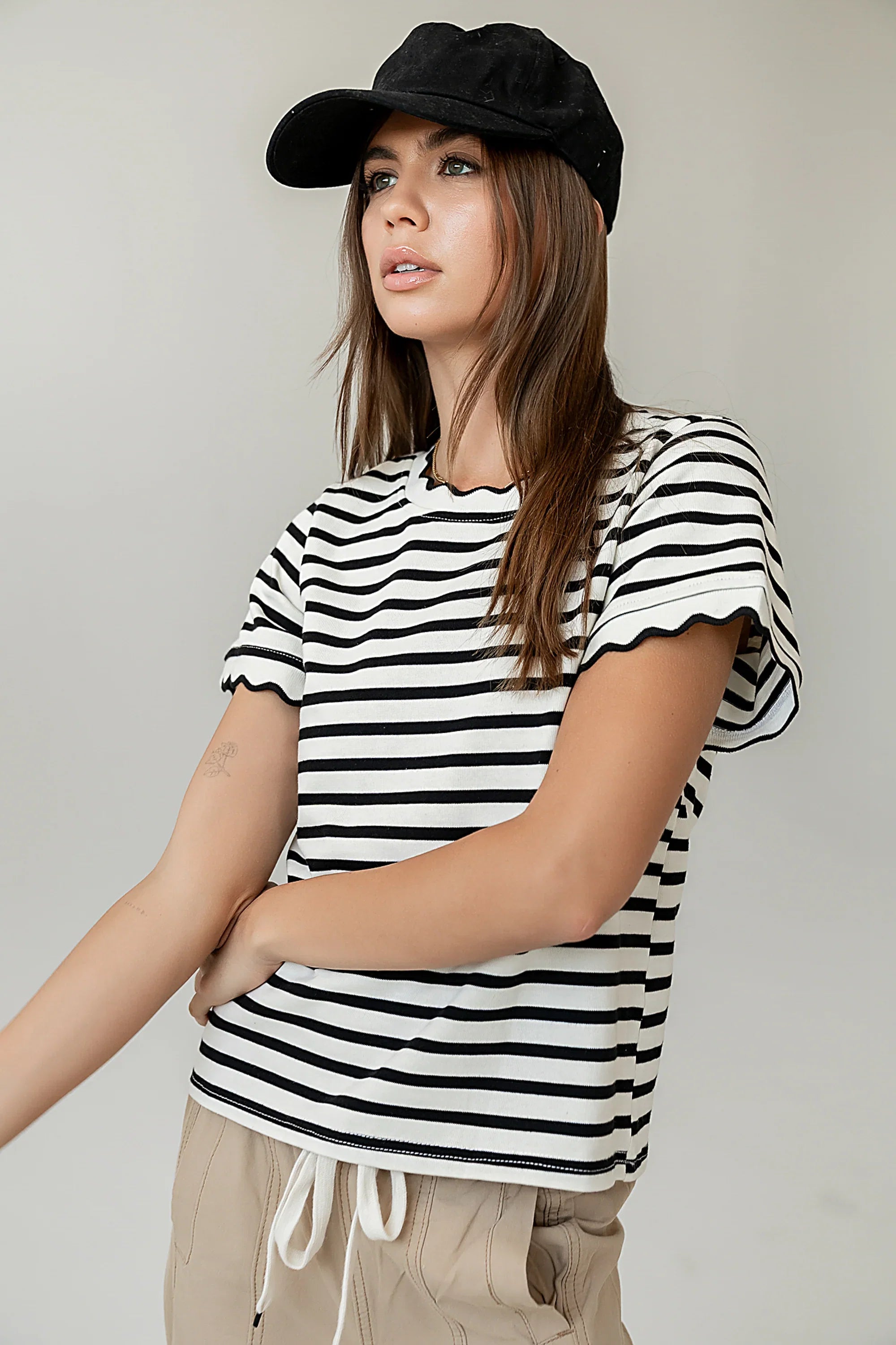 Walker Scalloped Top in Black