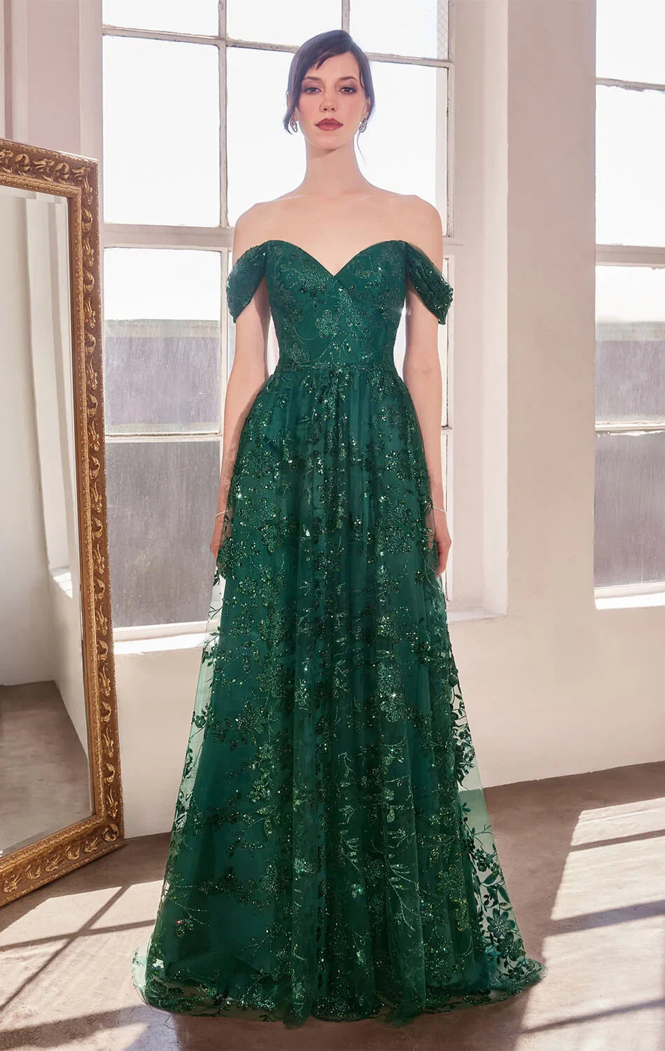 Veronica Gown Glitter Print A line Dress
