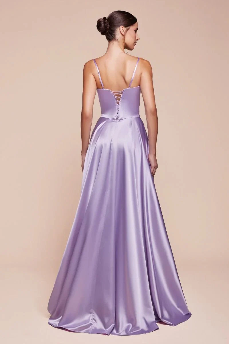 SELMA GOWN A LINE LUXE SATIN BUSTIER DRESS