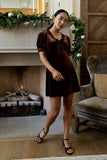 Roxanna Velvet Mini Dress in Brown FINAL SALE