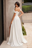 JILLIAN GOWN OFF WHITE A LINE SOFT SATIN OFF THE SHOULDER DRESS
