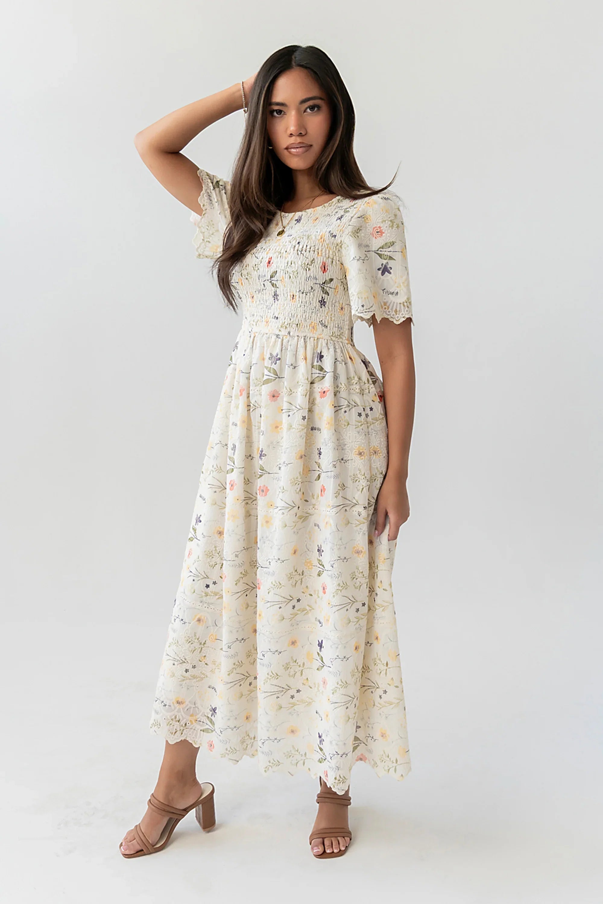 Aurelia Smocked Floral Midi Dress