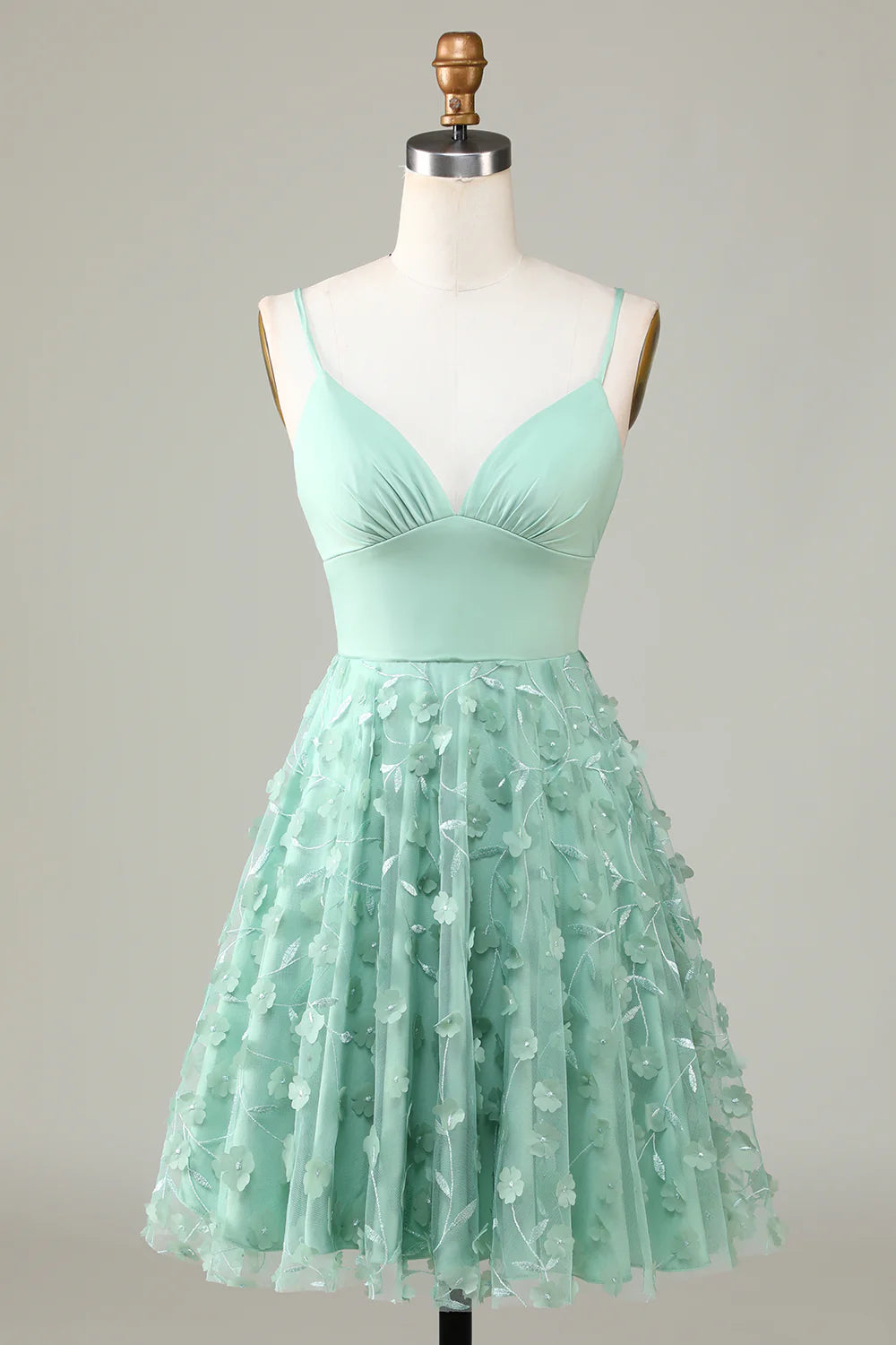 A Line Spaghetti Straps Short Homecoming Dress With Appliques