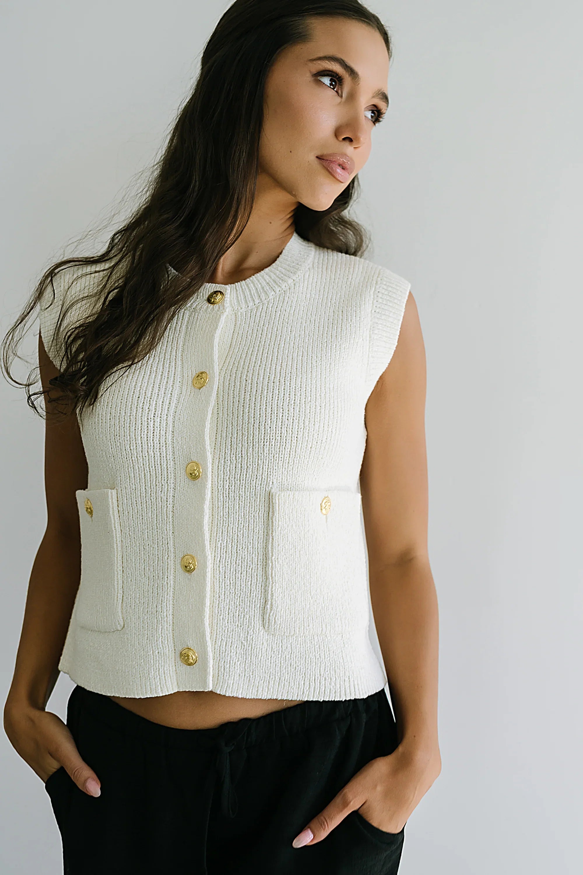 Brooks Knit Vest in Cream