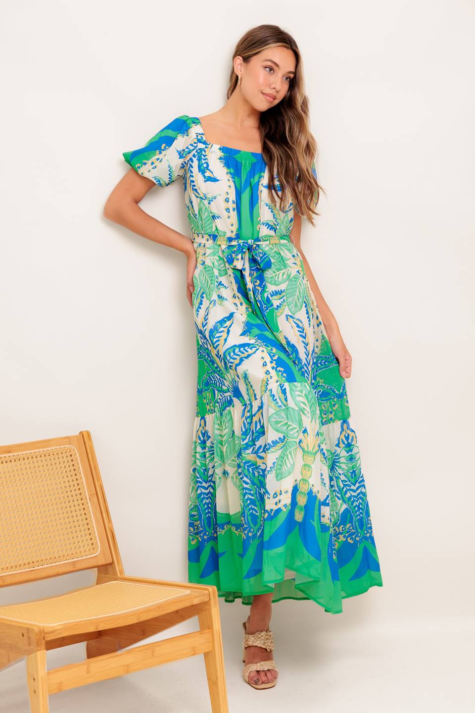 MADDISON MAXI DRESS GREEN BLUE