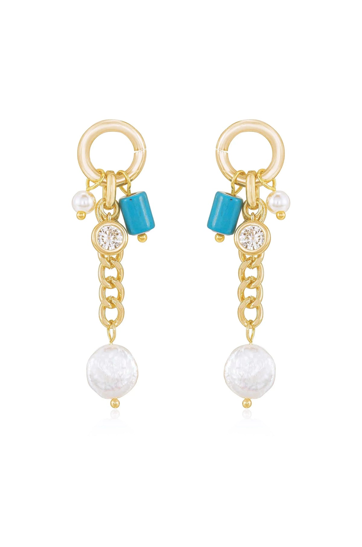Pearl and Charm Dangle Earrings