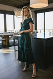Julianne Pleated Dress in Teal FINAL SALE