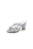 Sliver Open Toe Sandals with Rhinestone