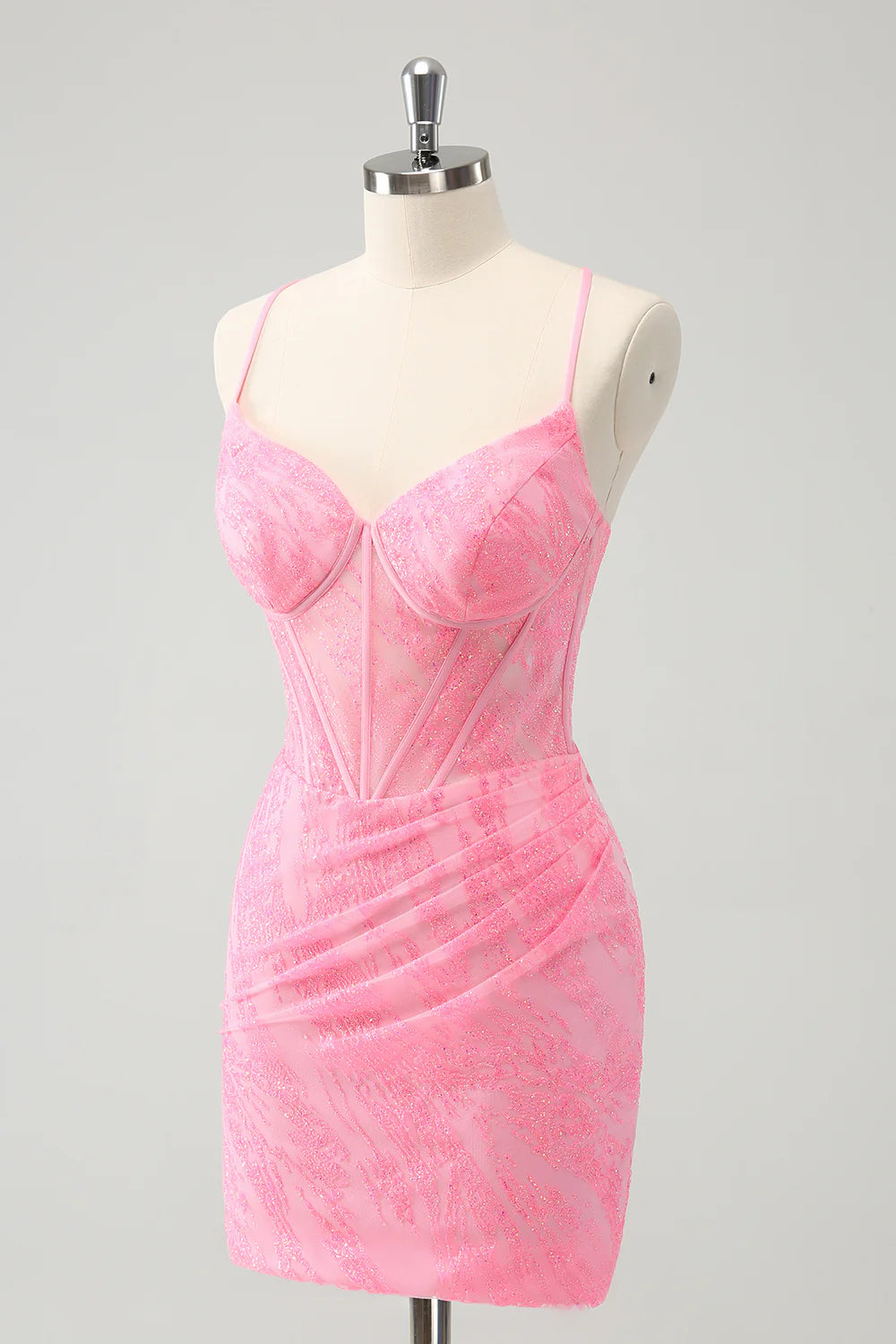 Glow in the Dark Bodycon Corset Short Homecoming Dress with Lace Up Back