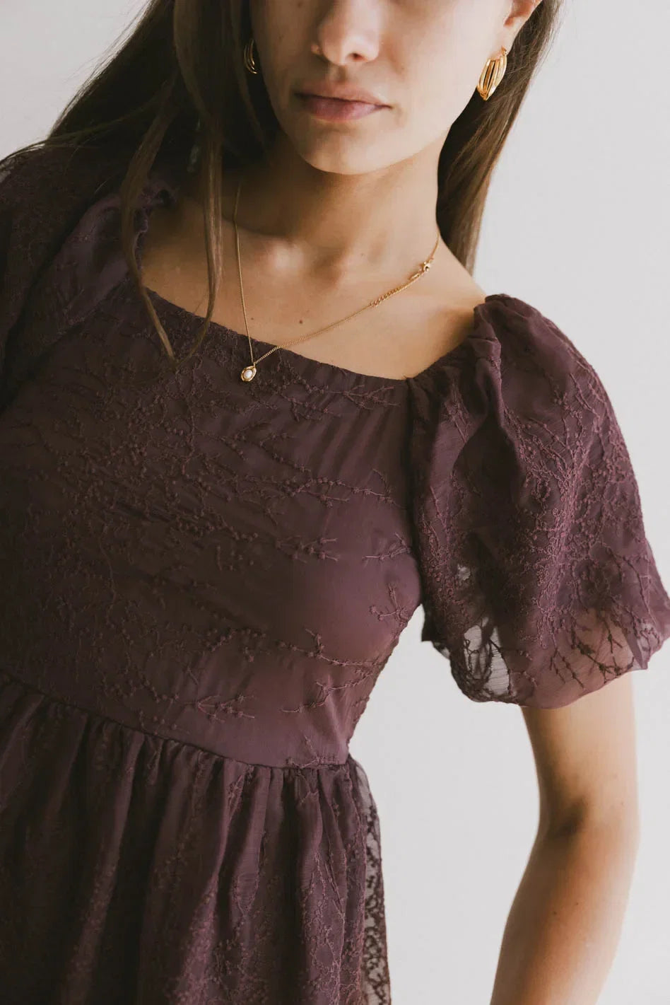 Karrie Embroidered Midi Dress in Purple FINAL SALE