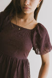 Karrie Embroidered Midi Dress in Purple FINAL SALE