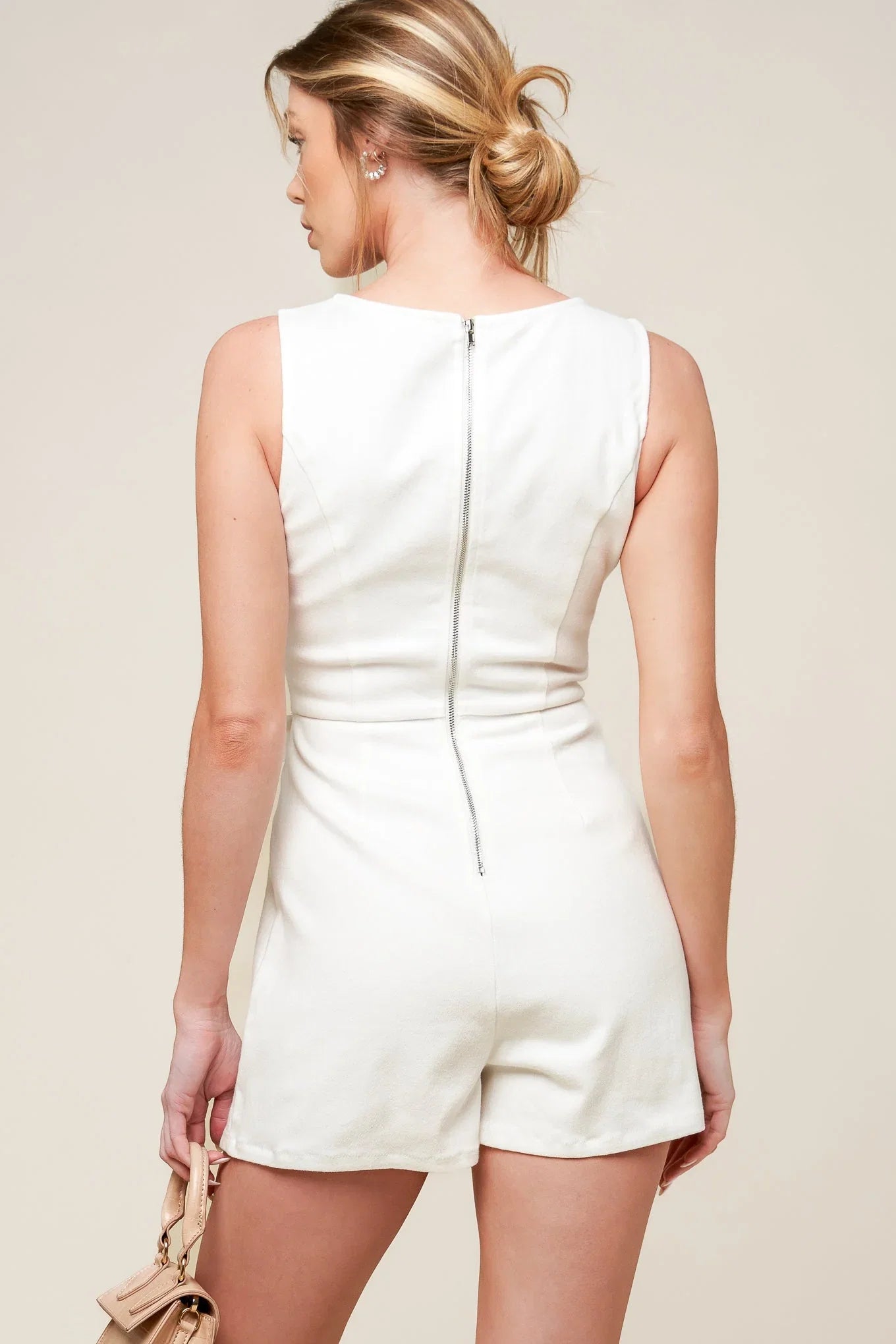OPEN MINDED DENIM WHITE DENIM SKORT ROMPER