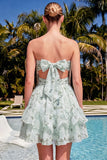 Sweetheart Light Green A Line Floral Short Homecoming Dress