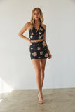 Glora Satin Floral Mini Skirt