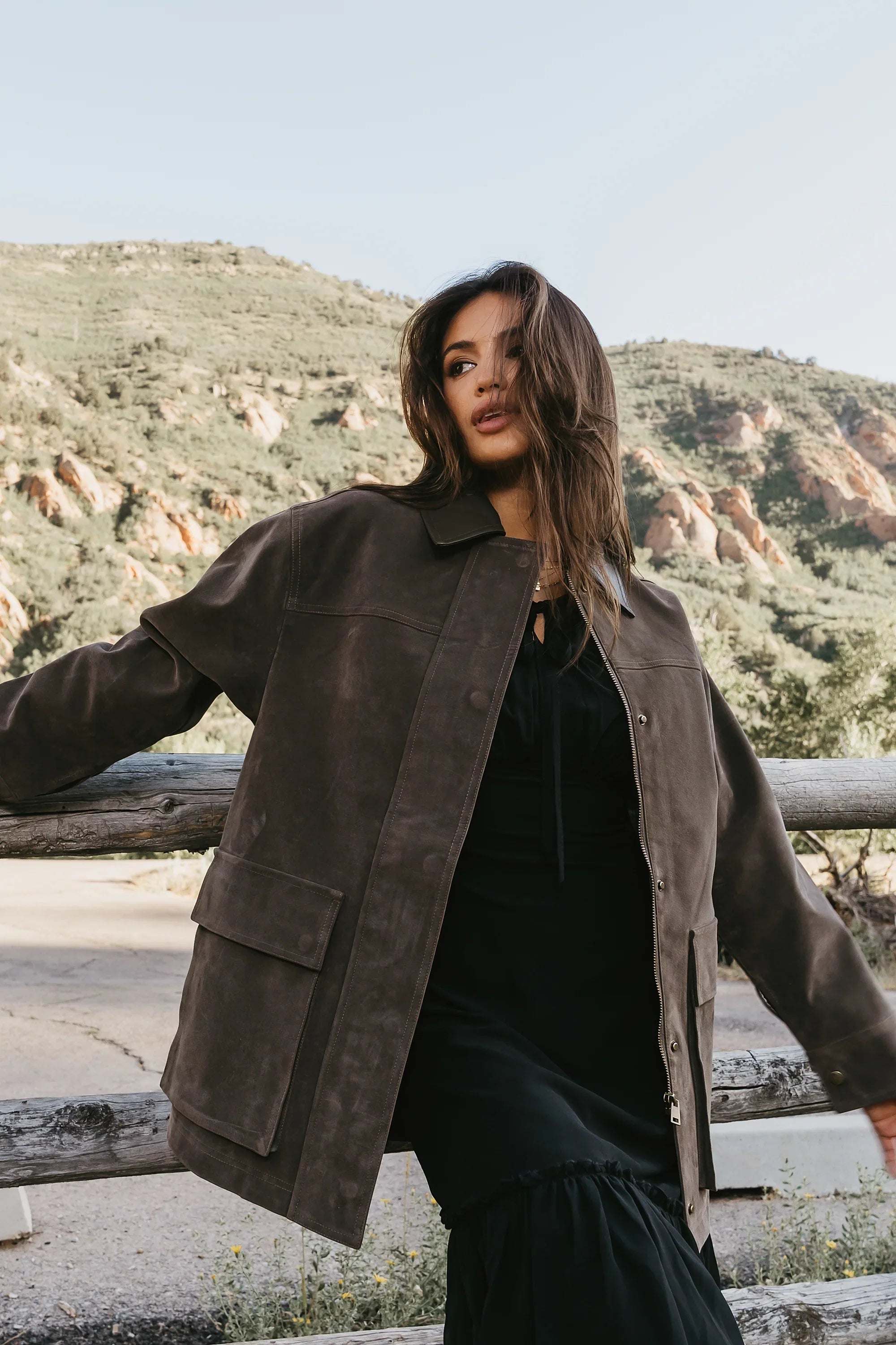 Carly Vegan Leather Jacket in Dark Olive FINAL SALE