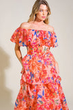 STROLL THE AVENUES MIDI DRESS PEACH FINAL SALE
