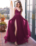 Yasmin Gown Mulberry Tulle A line Dress With Pleated Bodice