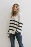 Gracia Striped Sweater Top in Cream FINAL SALE