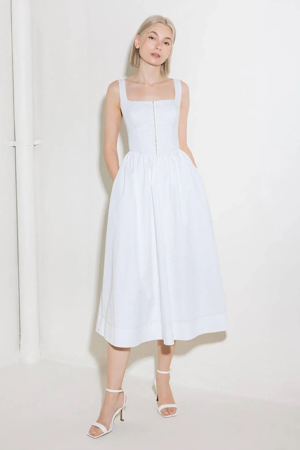 CATCH THE SUN WHITE MIDI DRESS