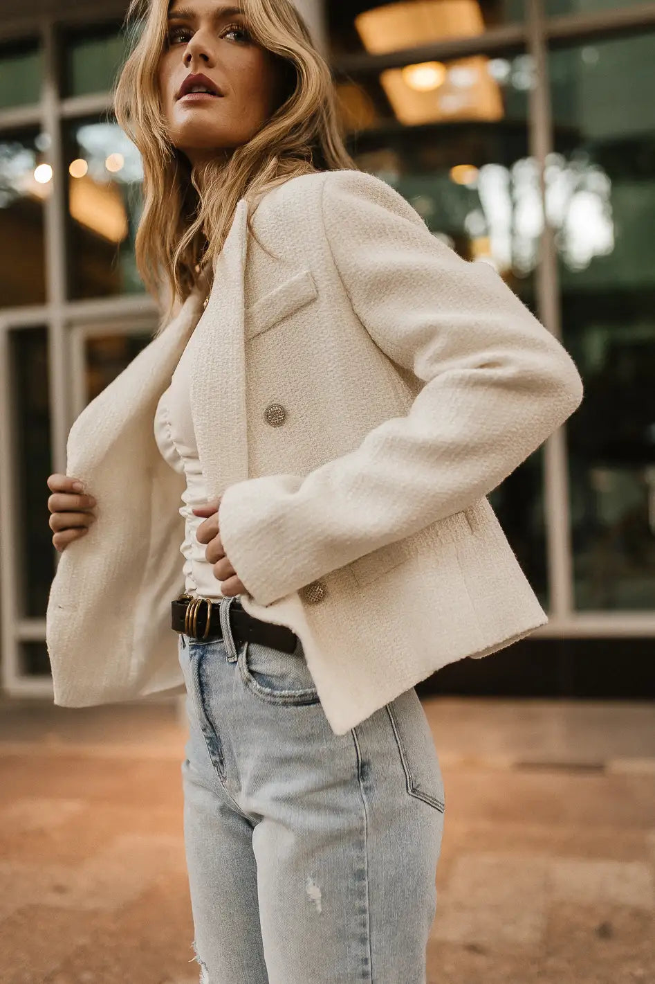 Isabella Blazer in White FINAL SALE