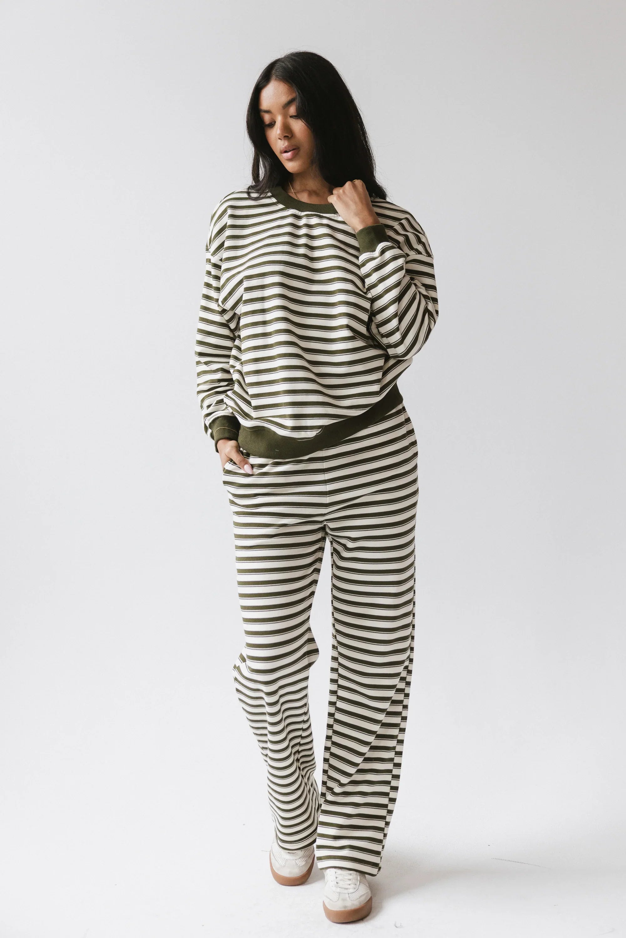 Taya Striped Sweater in Olive FINAL SALE