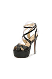 Colored Platform Cross Strap Heels