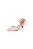 Pointed Toe Kitten Heels Ankle Strap Wedding Shoes