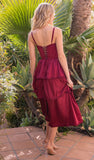 Maeve Corset Midi Dress Burgundy