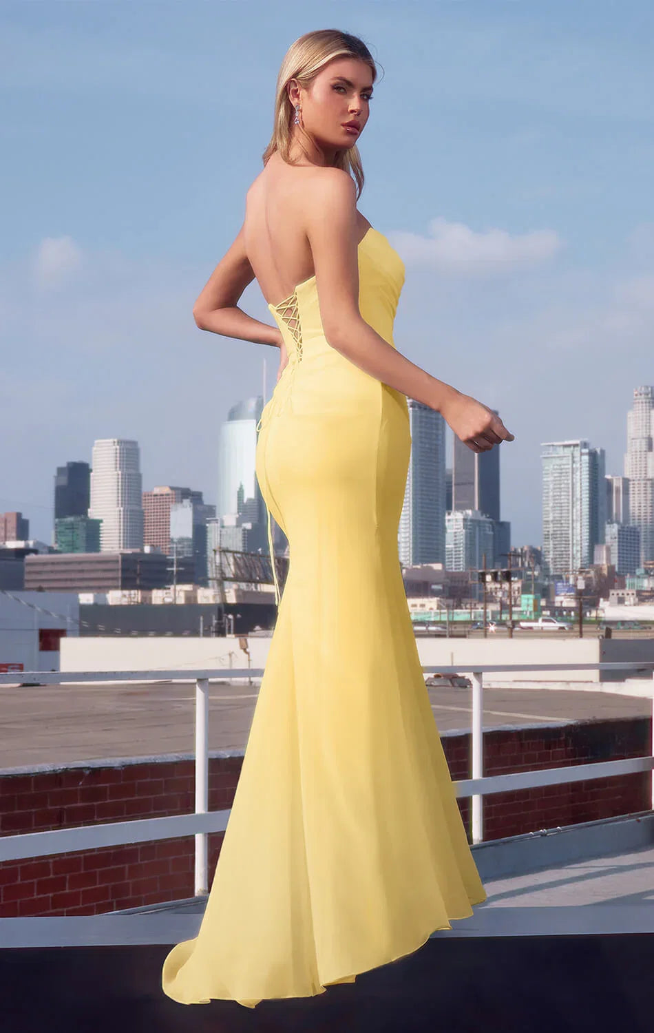 Haven Gown Chiffon Fitted Long Strapless Dress