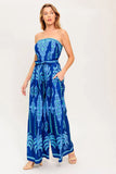 TRINA STRAPLESS JUMPSUIT NAVY BLUE MULTI