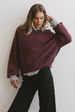 Annaleah Textured Sweatshirt in Burgundy FINAL SALE