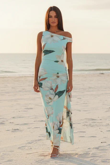 Amalfi Maxi Dress Mint Floral Print Dress