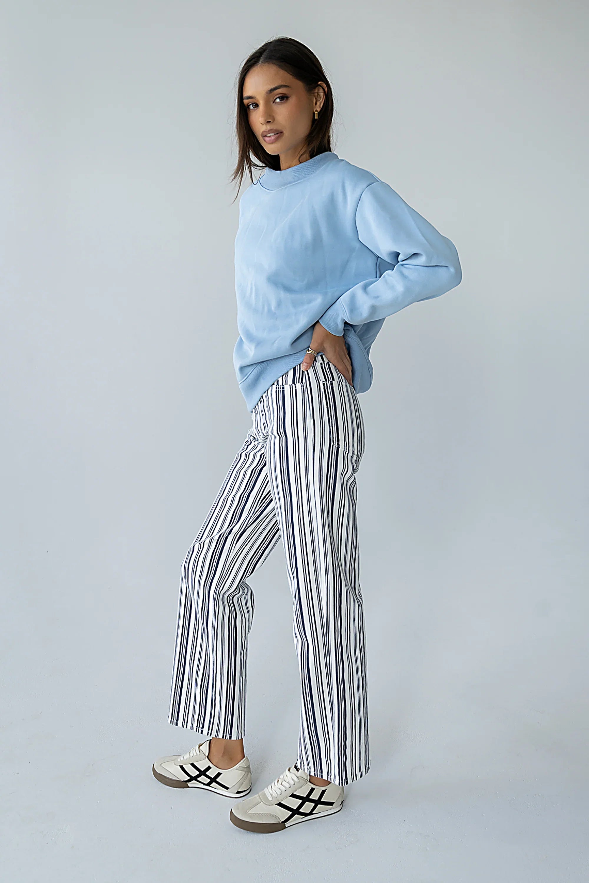Kimmie Striped Straight Leg Jeans