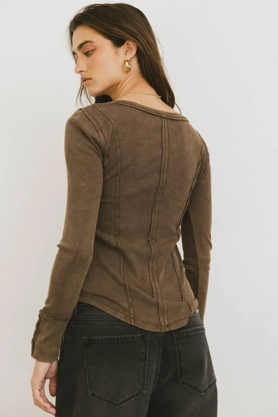 Sailor Ribbed Top in Brown FINAL SALE