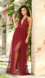 Sydney Maxi Dress Wine Tulle Dress