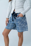 Roselyn Plaid Denim Shorts