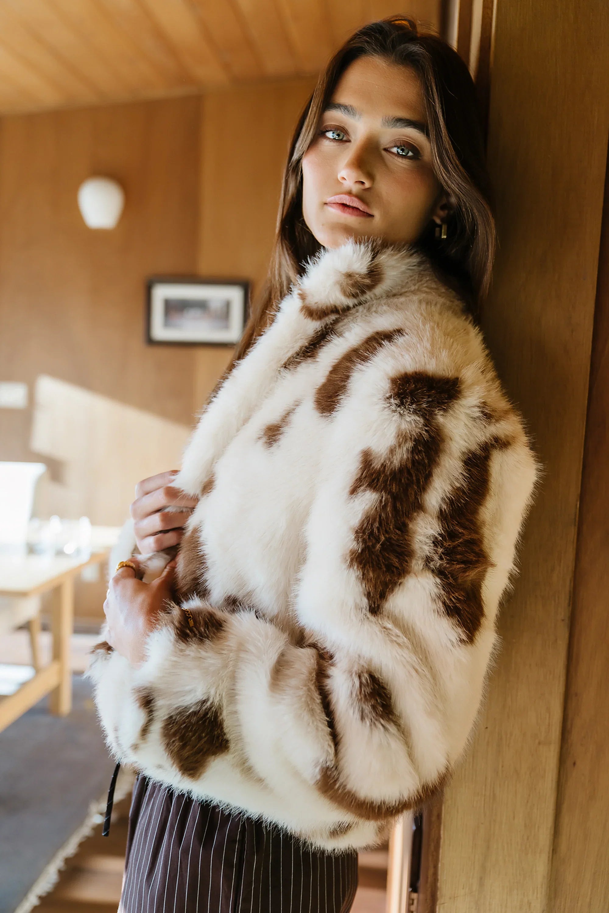 Ollie Cropped Faux Fur Coat