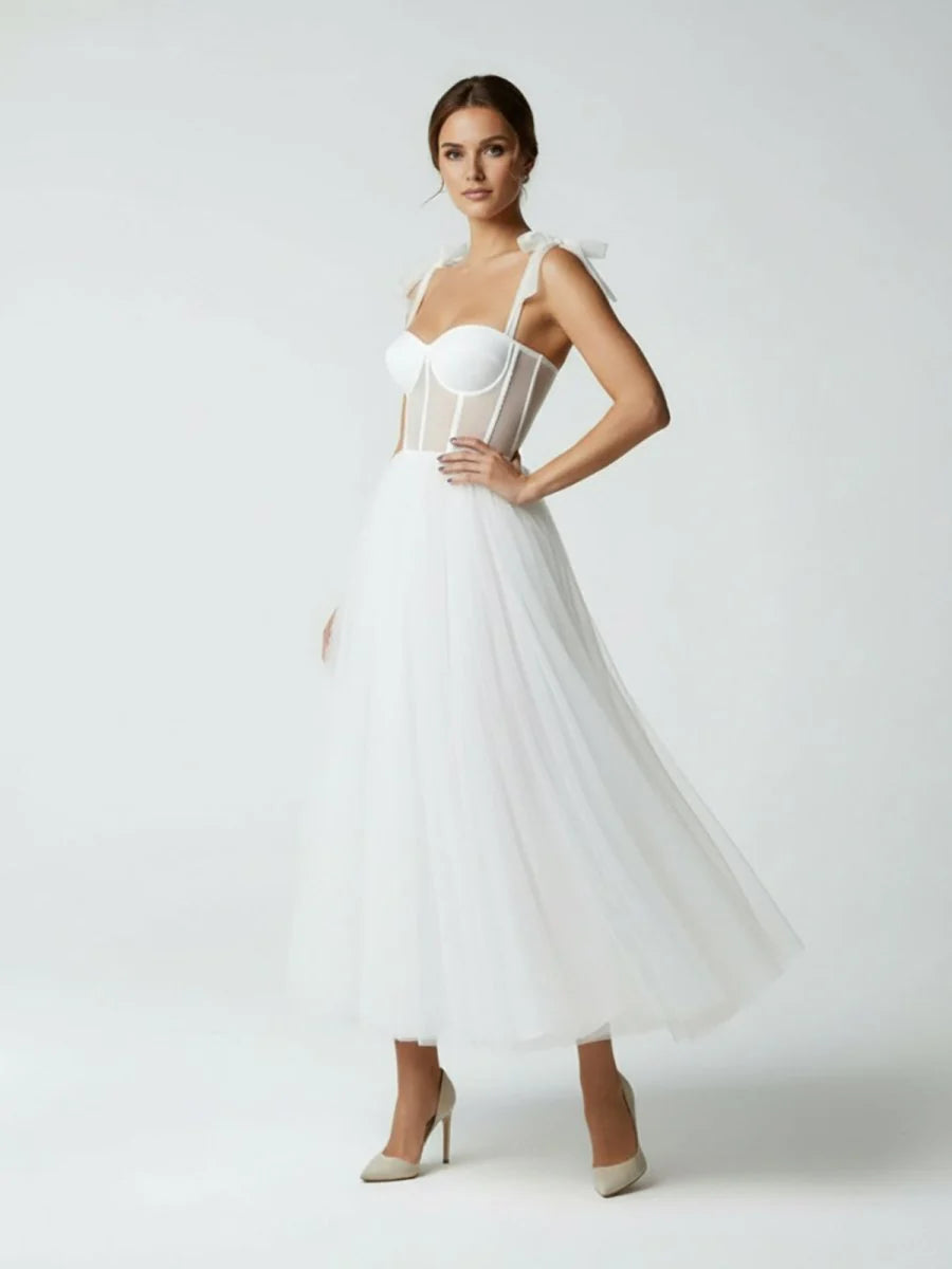 Sex Short White Wedding Dresses With Tulle Tea Length